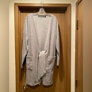 Cozy and Classy Gray Women's Cardigan Sweater with tie front